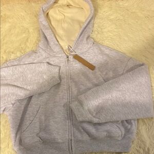 SKIMS Gray and Cream Hoodie